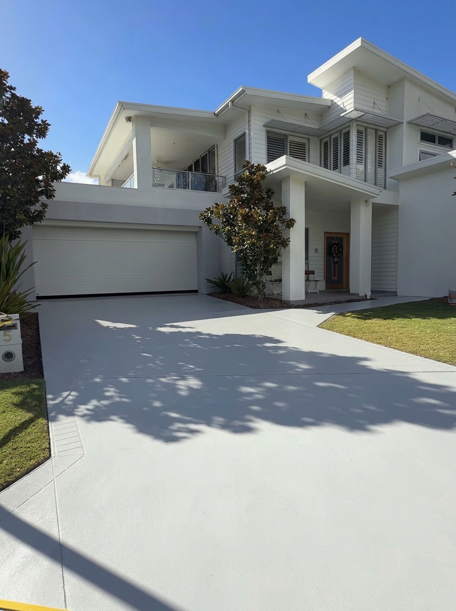 Driveway after pressure washing and sealing